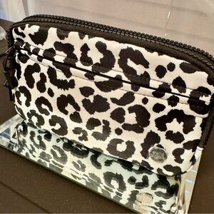 Gold Blush Black & White Snow Leopard Print Crossbody Bag, Wallet or Wristlet